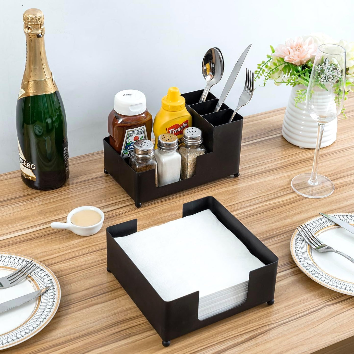 MyGift Modern Brass Tone Metal Tabletop Commercial Folded Paper Towel Holder Dispenser Tray (Matte