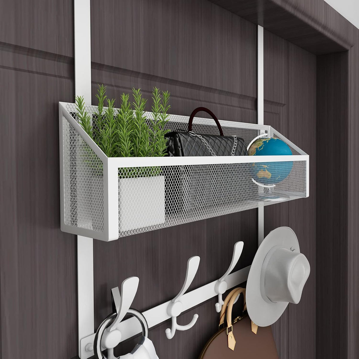 Over The Door Hooks Organizer, Coat Rack Over The Door Storage Hanger Towel Rack, Back of Door