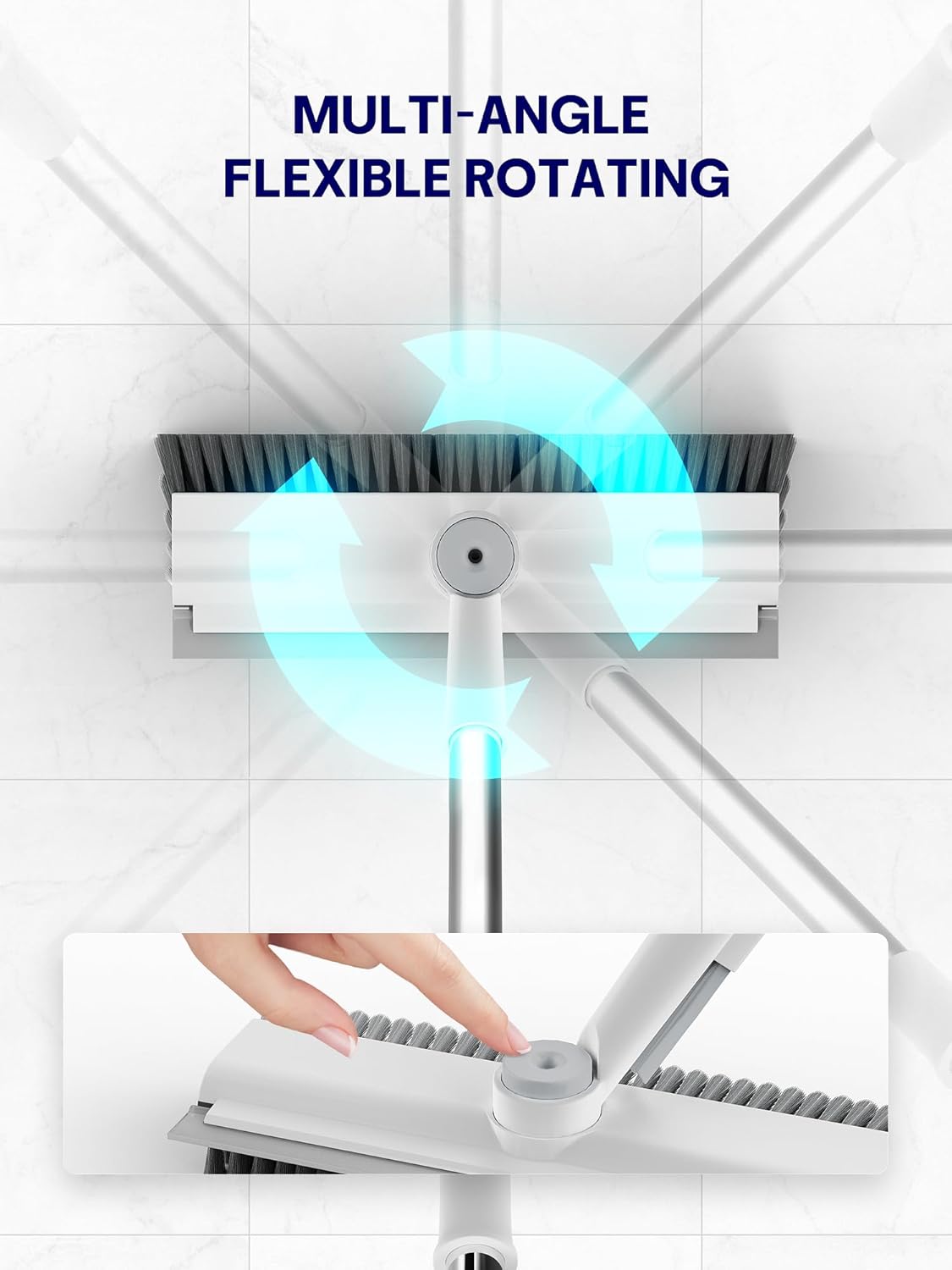 Floor Scrub Brush with Long Handle, 3 in 1 Scrape and Heavy-Duty Stiff Bristle Floor Scrubber Brush