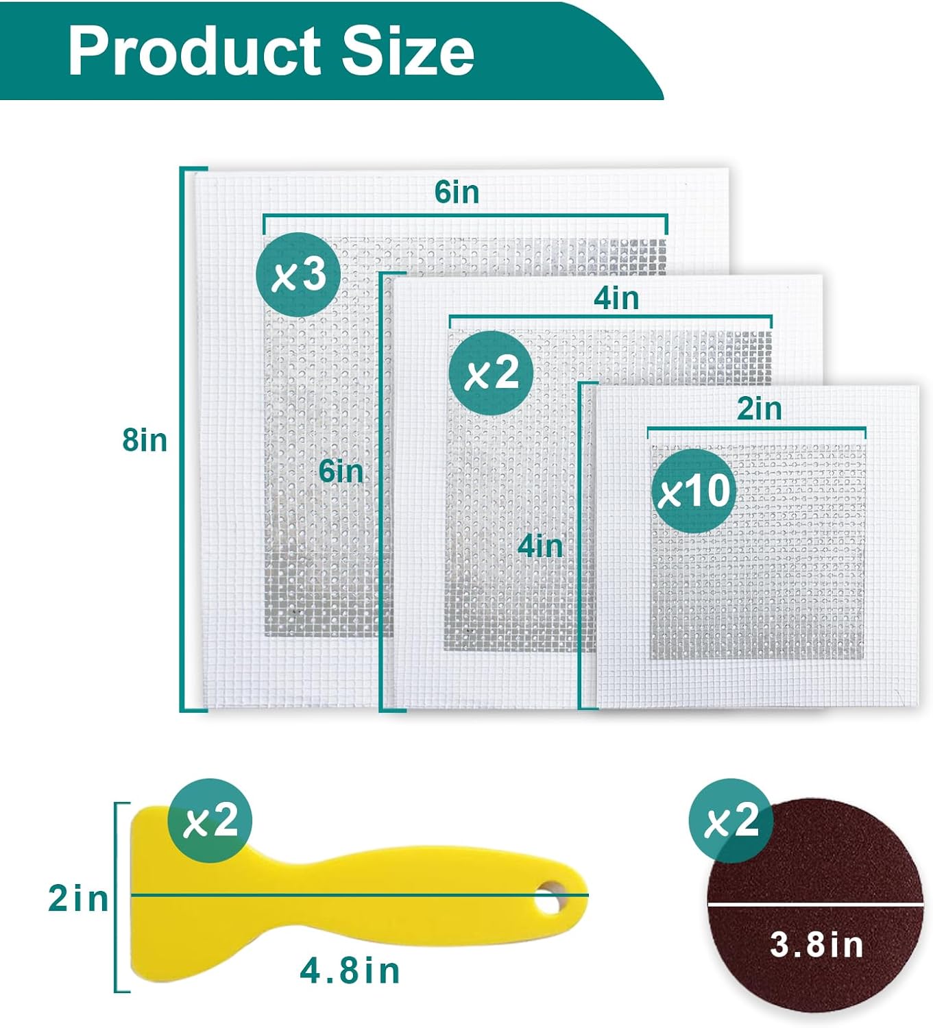19 Pack Drywall Repair Kit for Large Holes, 2/4/6/8 Inch Dry Wall Patch Kits for Erase a Small Nail
