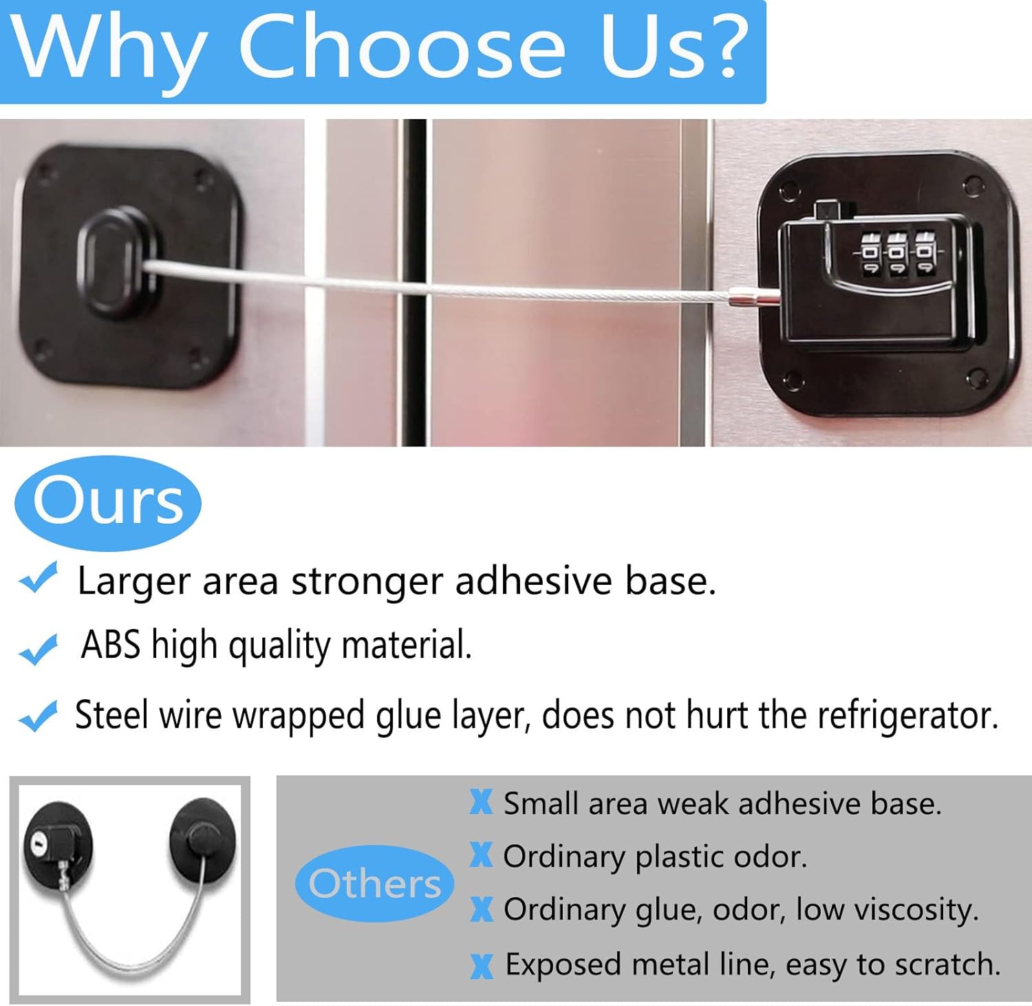 YEYA Upgraded Refrigerator Door Lock with Combination for Adults, Lock for Fridge, Freezer, File