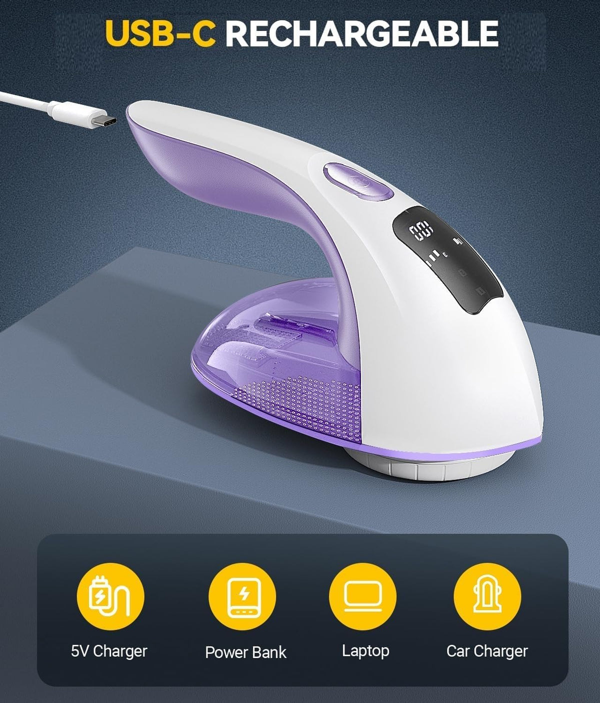 Rechargeable Fabric Shaver and Lint Remover, 3-Speed Adjustable Sweater Shaver with 6-Leaf