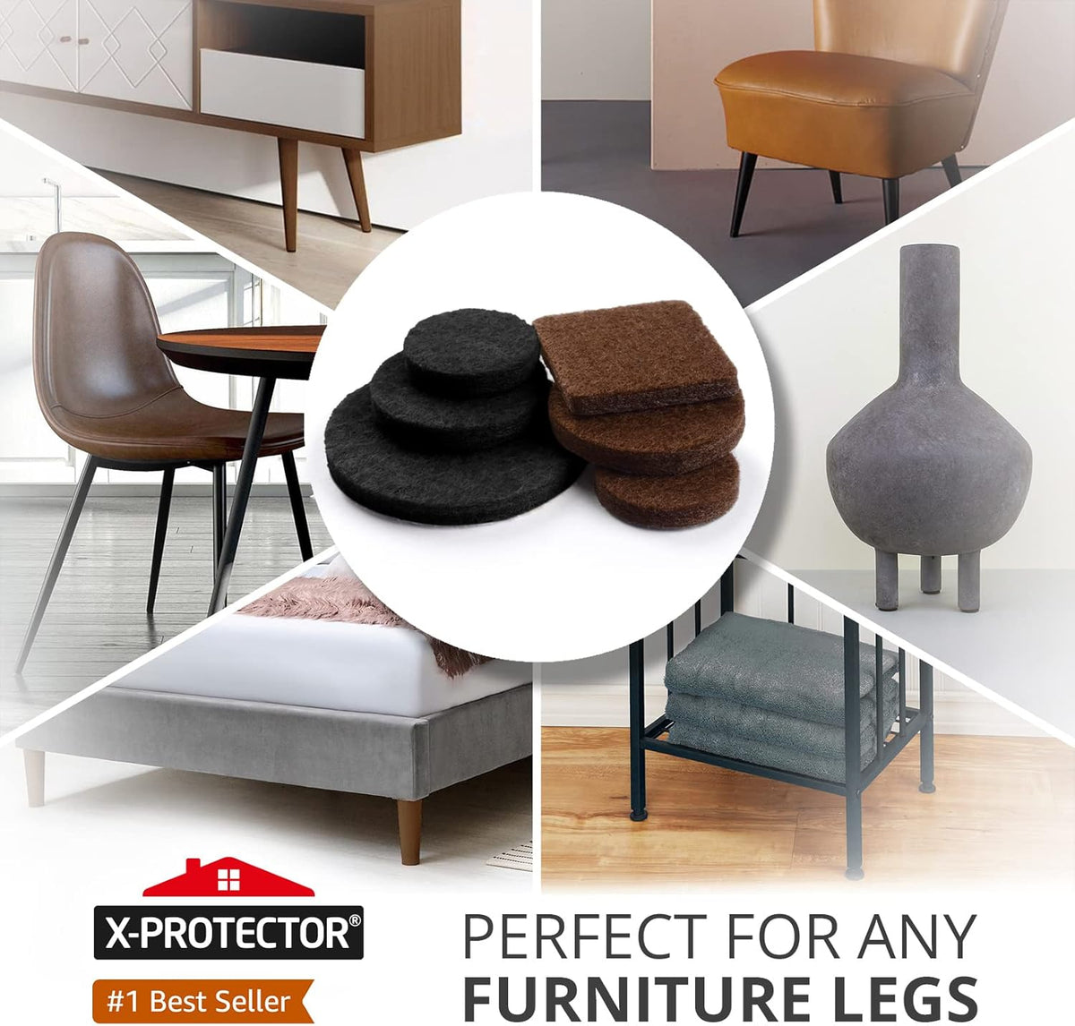 235 pcs Felt Furniture Pads Brown & Black X-Protector! Huge Quantity of Furniture Pads for Hardwood