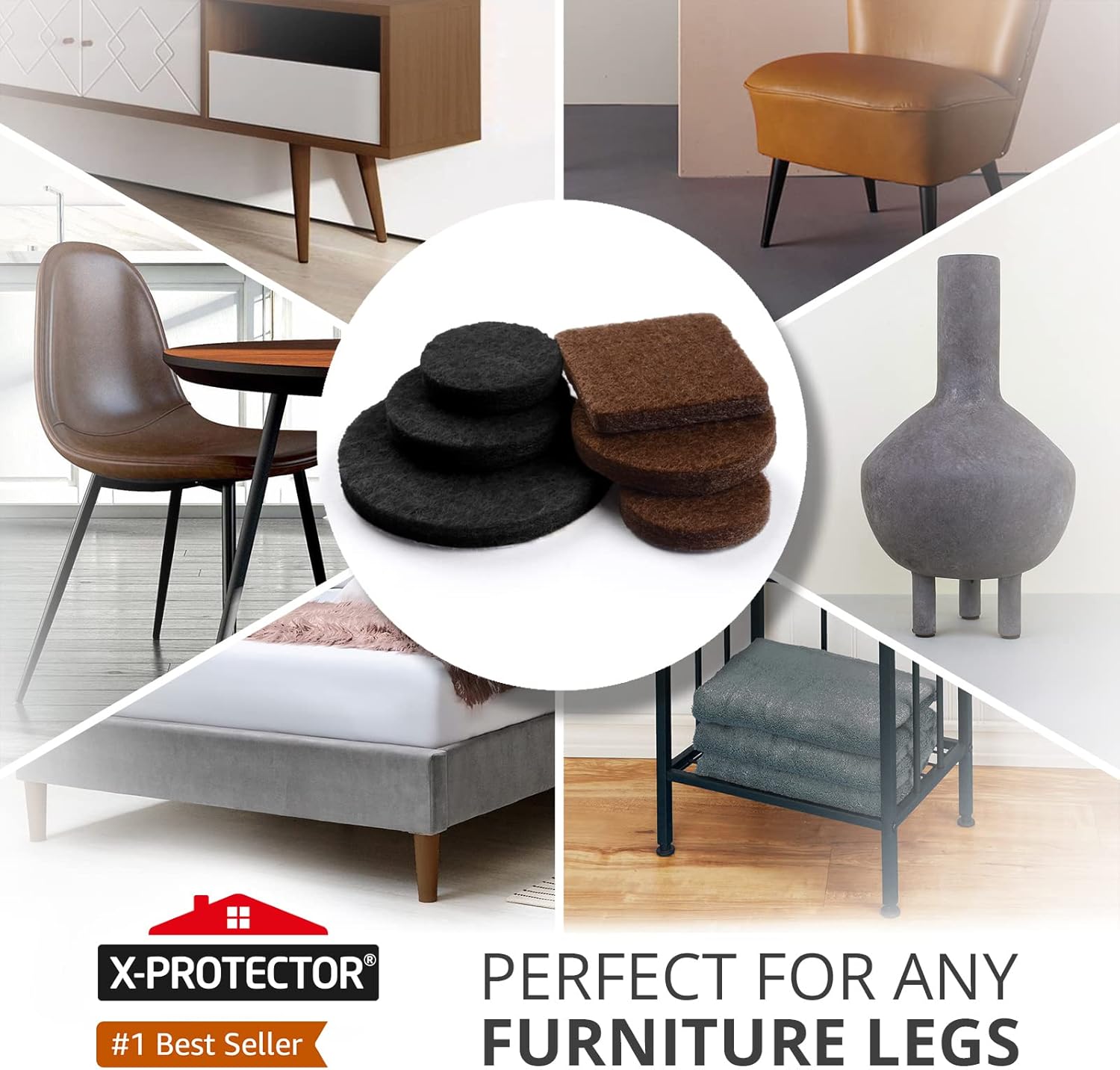 235 pcs Felt Furniture Pads Brown & Black X-Protector! Huge Quantity of Furniture Pads for Hardwood