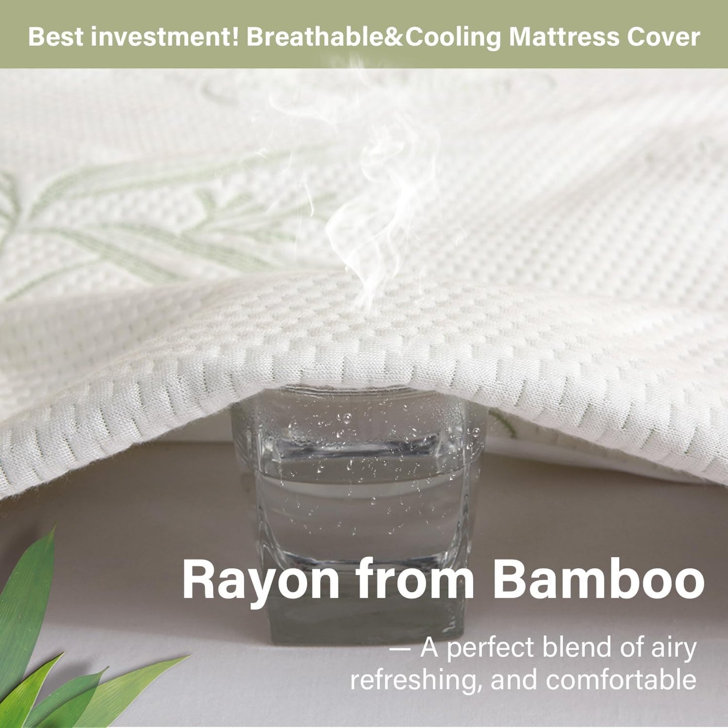 Twin XL Mattress Protector Waterproof Mattress Pad Washable Bamboo Rayon Mattress Cover Breathable