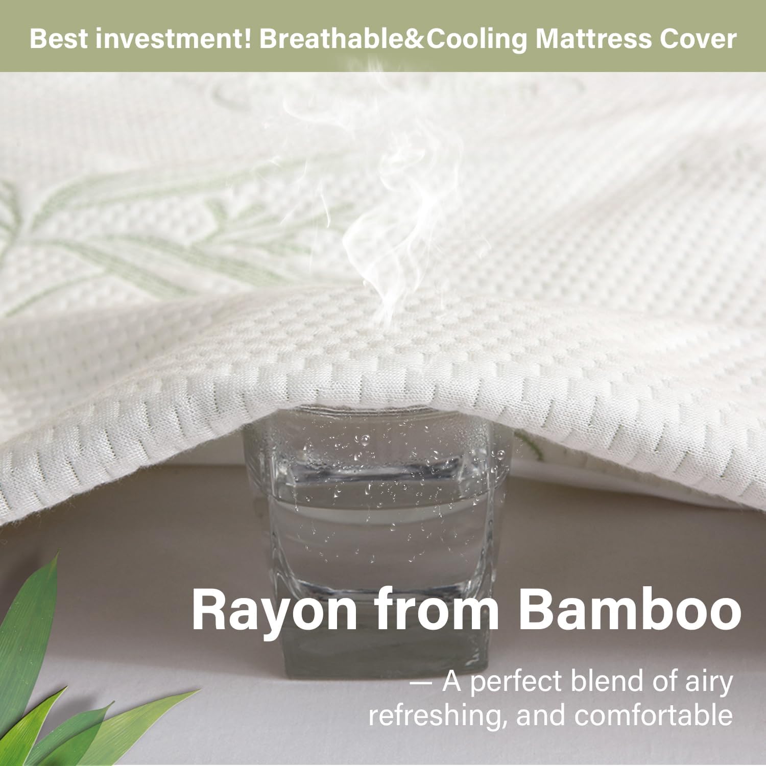 Twin Mattress Protector Waterproof Mattress Pad Washable Bamboo Rayon Mattress Cover Breathable