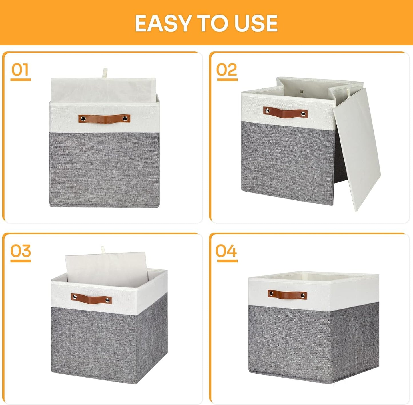 DULLEMELO Storage Cubes 13 inch, Collapsible Sturdy Cube Storage Bins With Handles for