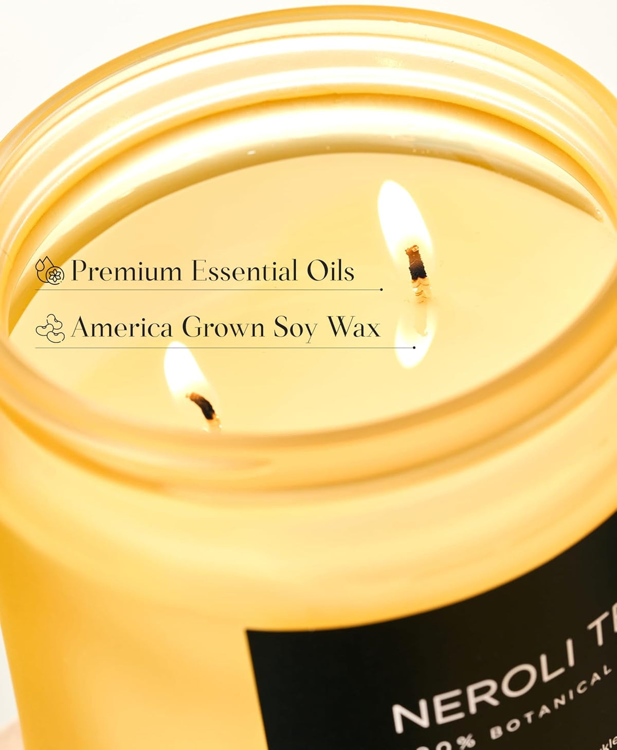 M&SENSE Neroli Tea Scented Candle - 11.6oz Natural Soy Wax Non Toxic 70-Hour Burn, 2-Wick Citrus