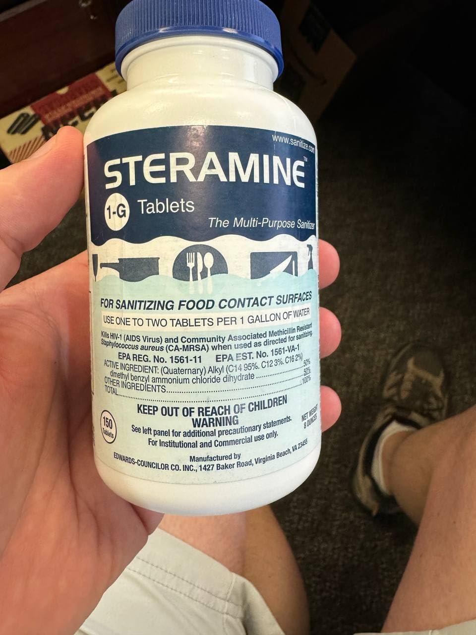 6 Bottles Steramine Sanitizer Tablets w/15 QT-10 Test Strip - Multi Purpose Steramine Sanitizing