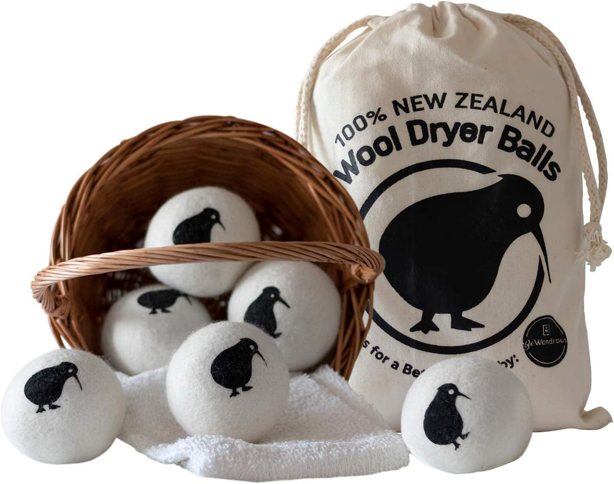 Wool Dryer Balls XL, 100% New Zealand Organic Wool - Reusable Natural Fabric Softener for Laundry