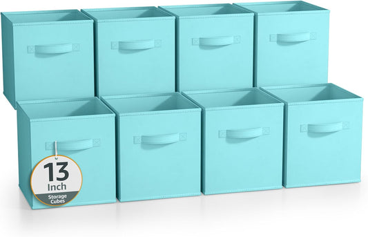 Sorbus 13 Inch Storage Bins - Sturdy Collapsible Fabric Storage Cubes with Handle - 8 Foldable