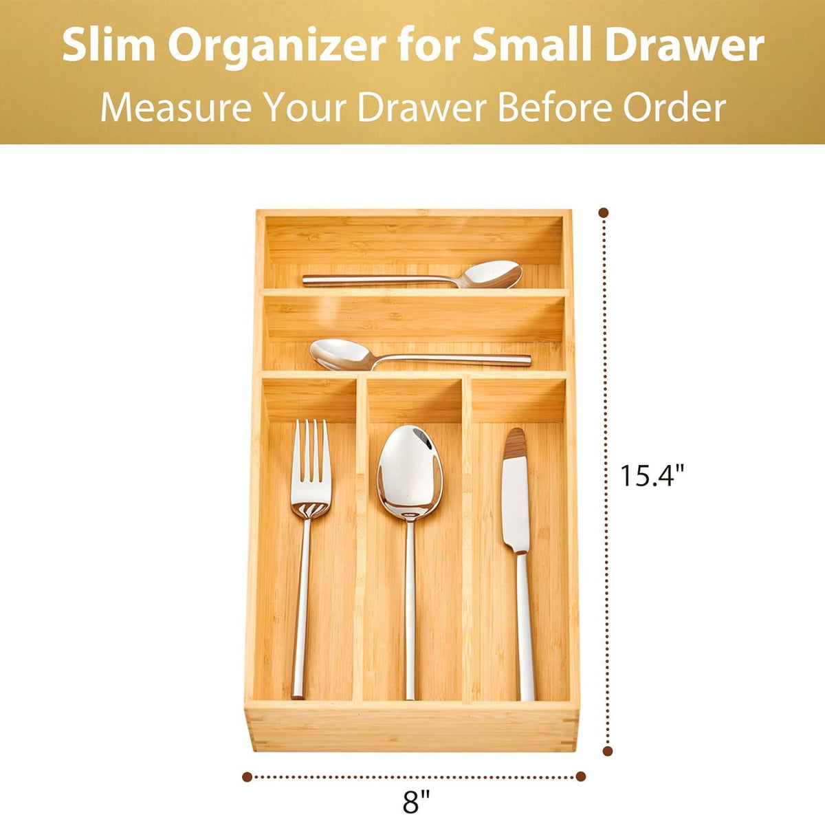 Umilife Bamboo Kitchen Drawer Organizer, 8 Inch – view 5
