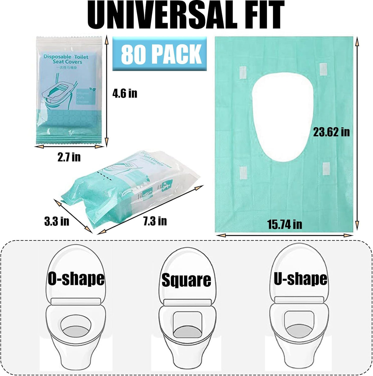 80 Pack Toilet Seat Covers Disposable 16x24 Inch XL Portable Toilet Liners Travel Seat Cover for