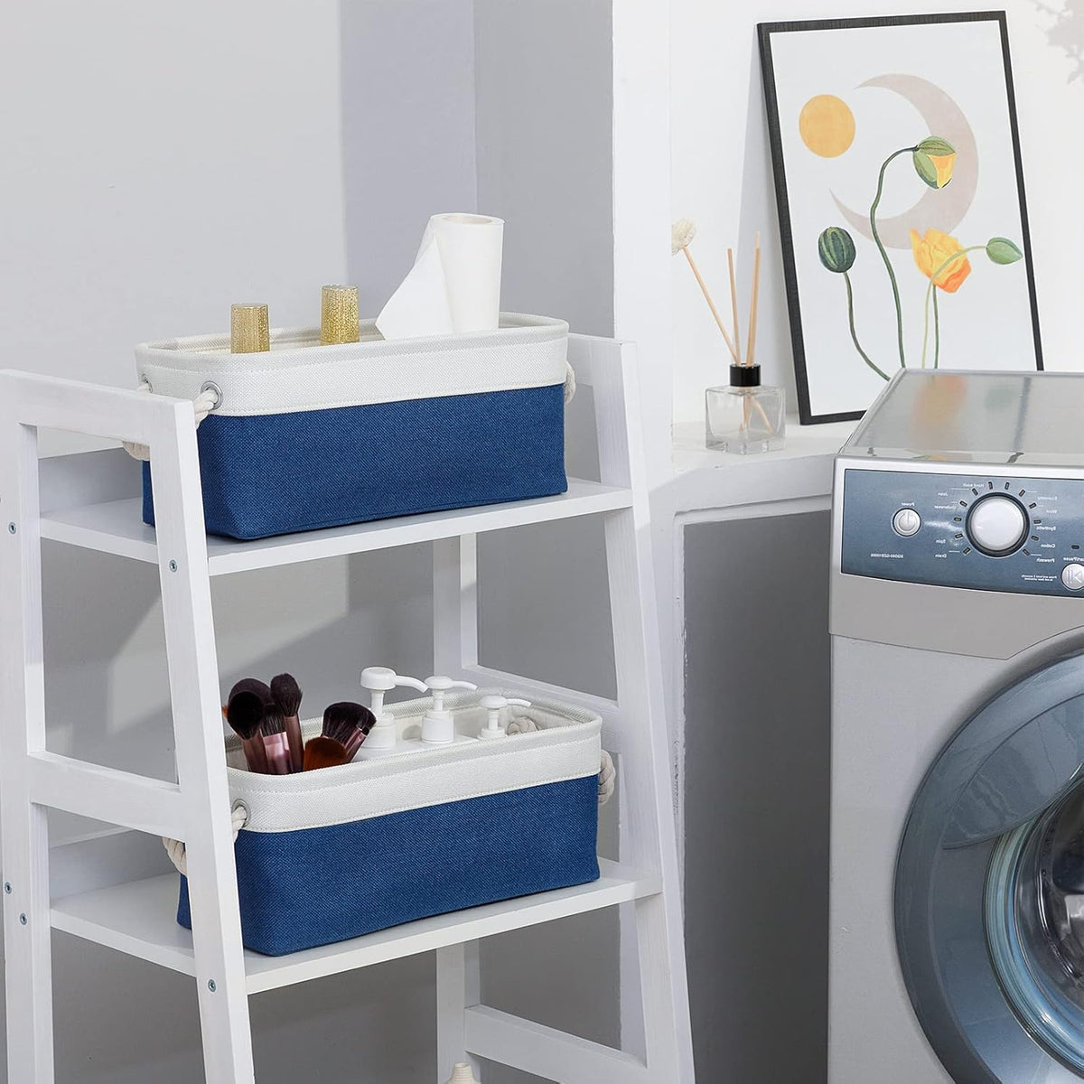 DULLEMELO Toilet Paper Storage Basket, Toilet Paper Basket for Back of Toilet, Bathroom Storage