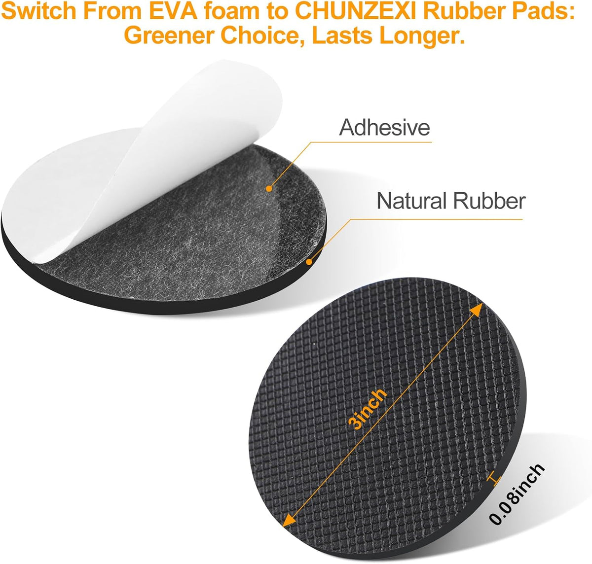 CHUNZEXI Non Slip Furniture Pads - 12 Premium Furniture Grippers Self Adhesive Rubber Furniture