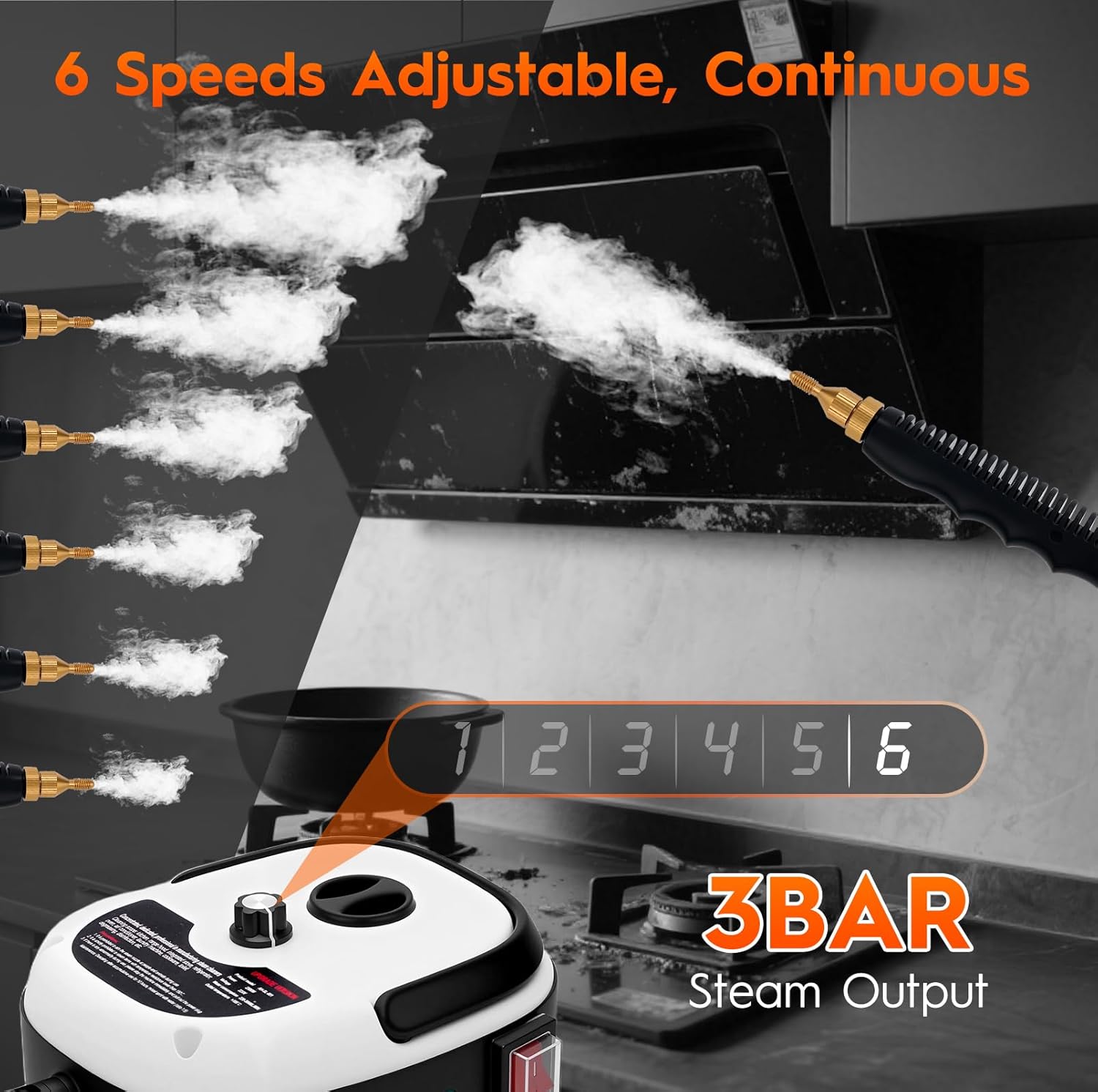 Steam Cleaner, 2500W High Handheld Steam Cleaner, 1L Portable Car Steam Cleaner, 6 High Speeds