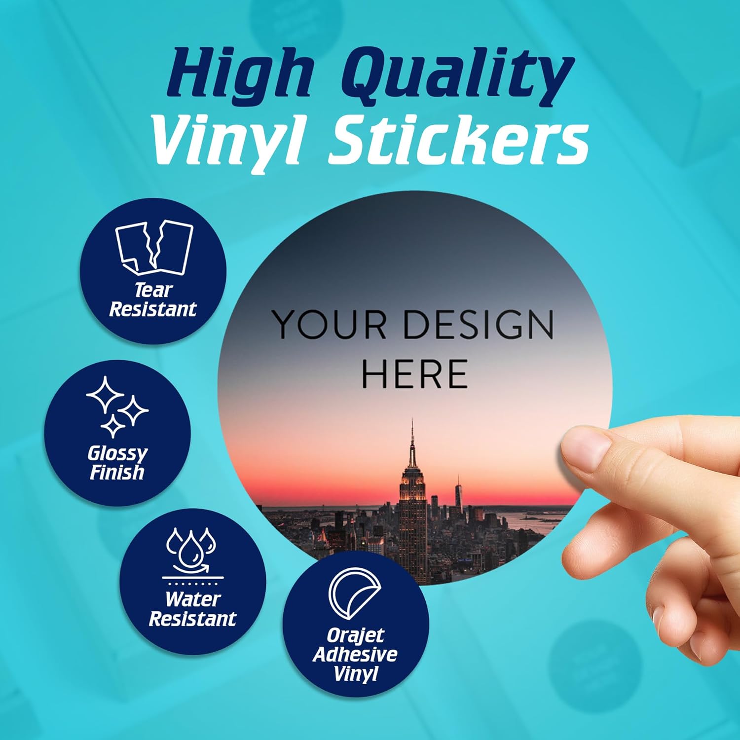 100 Custom Vinyl Stickers - Upload Your own Image, Text, Design, Logo - Personalized Logo Labels