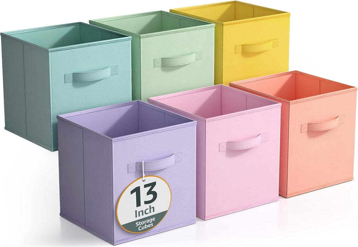 Sorbus Fabric Storage Cubes - 6 Foldable Storage Bins for Organizing Pantry, Cubbies, Toy Box