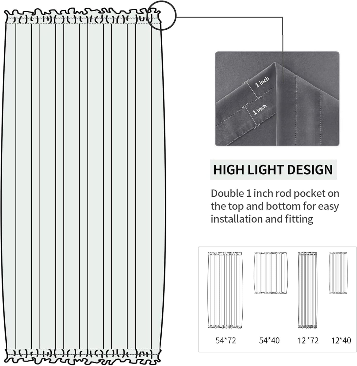 DWCN French Door Curtain - Rod Pocket Thermal Blackout Panel for Doors With Glass Window, Kitchen