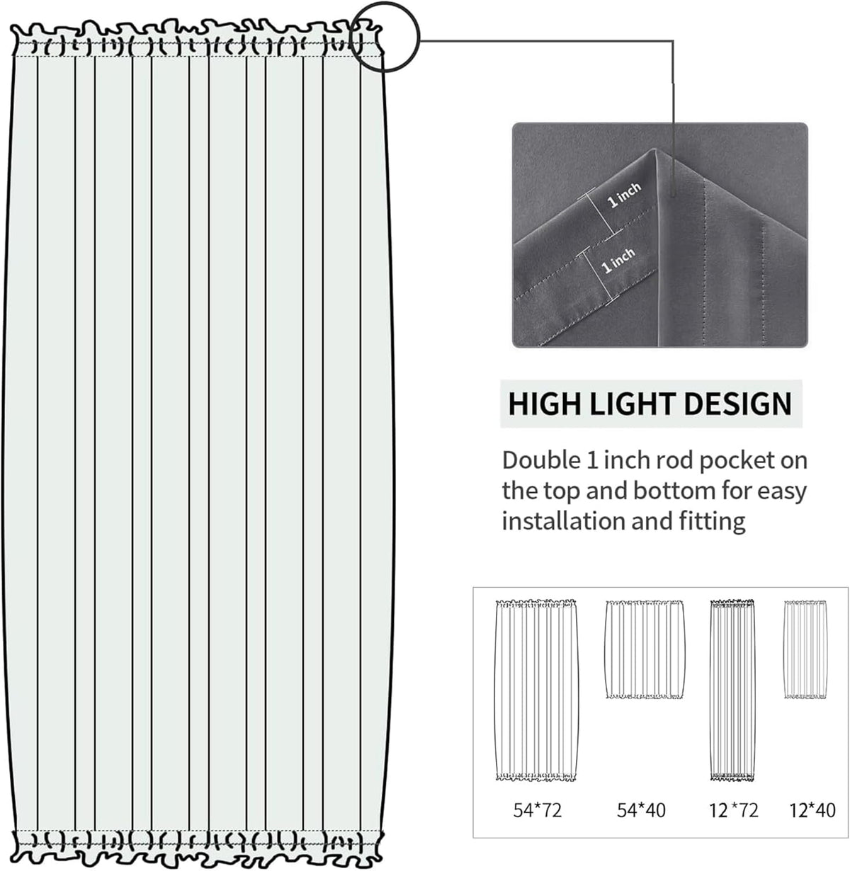 DWCN French Door Curtain - Rod Pocket Thermal Blackout Panel for Doors With Glass Window, Kitchen