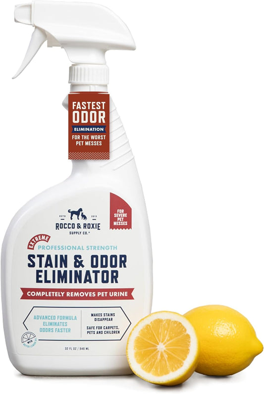 Rocco & Roxie Extreme Stain & Odor Eliminator for Strong Odor, Pet Urine Enzyme Cleaner Destroyer