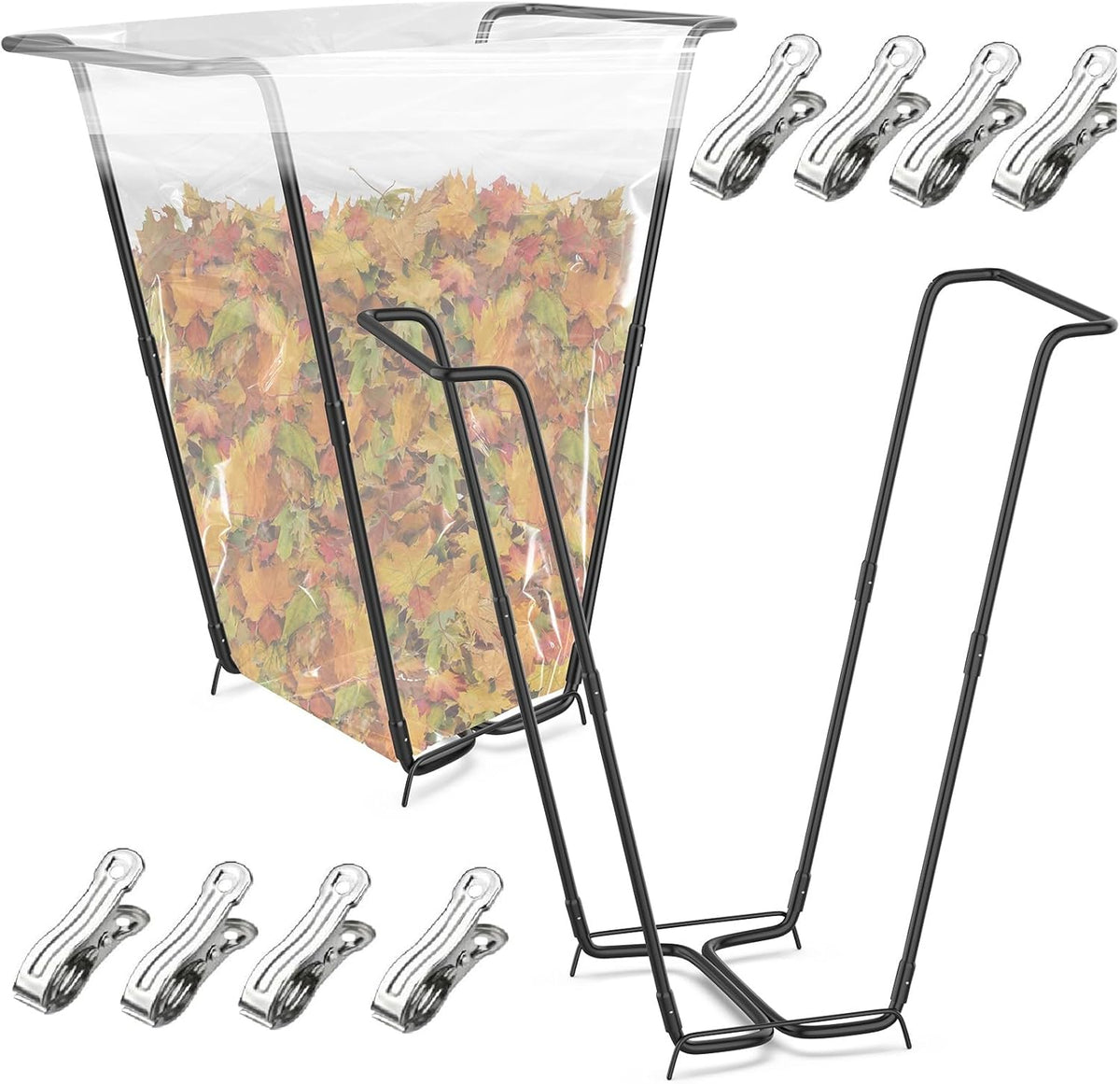 2PCS Outdoor Trash Bag Holder Metal Garden Trash Bag Holder for Yard Waste Stand Holds 30-45