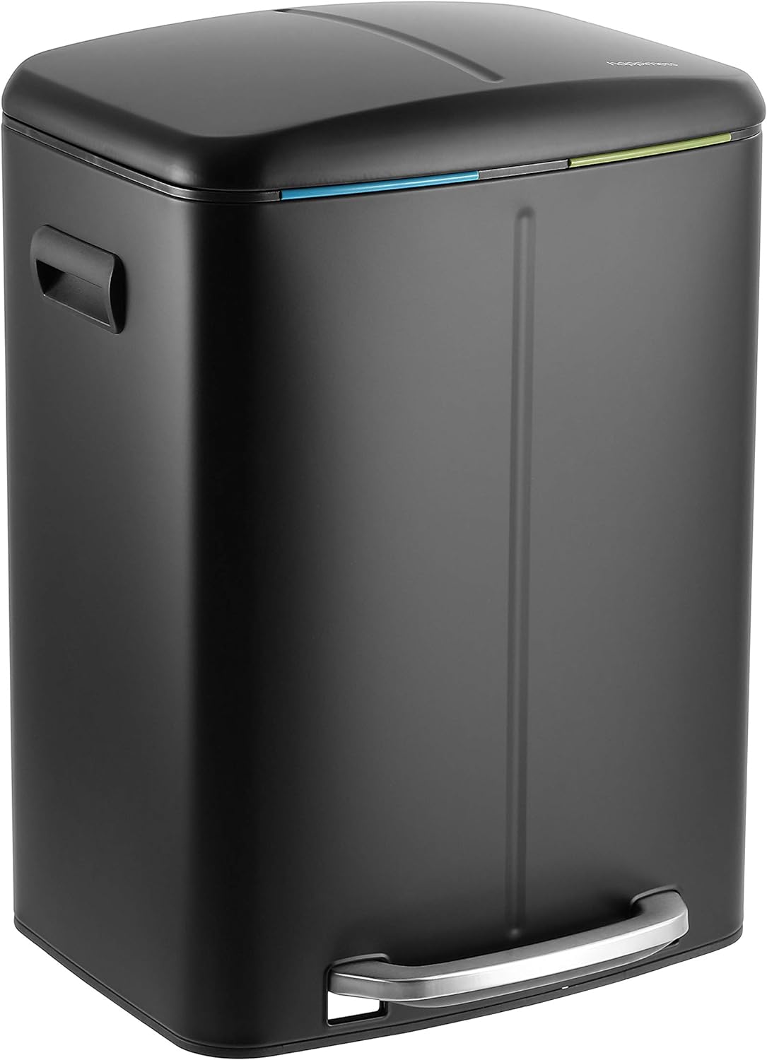 happimess HPM1005B Marco Rectangular 10.6-Gallon Double Bucket Trash Can with Soft-Close Lid