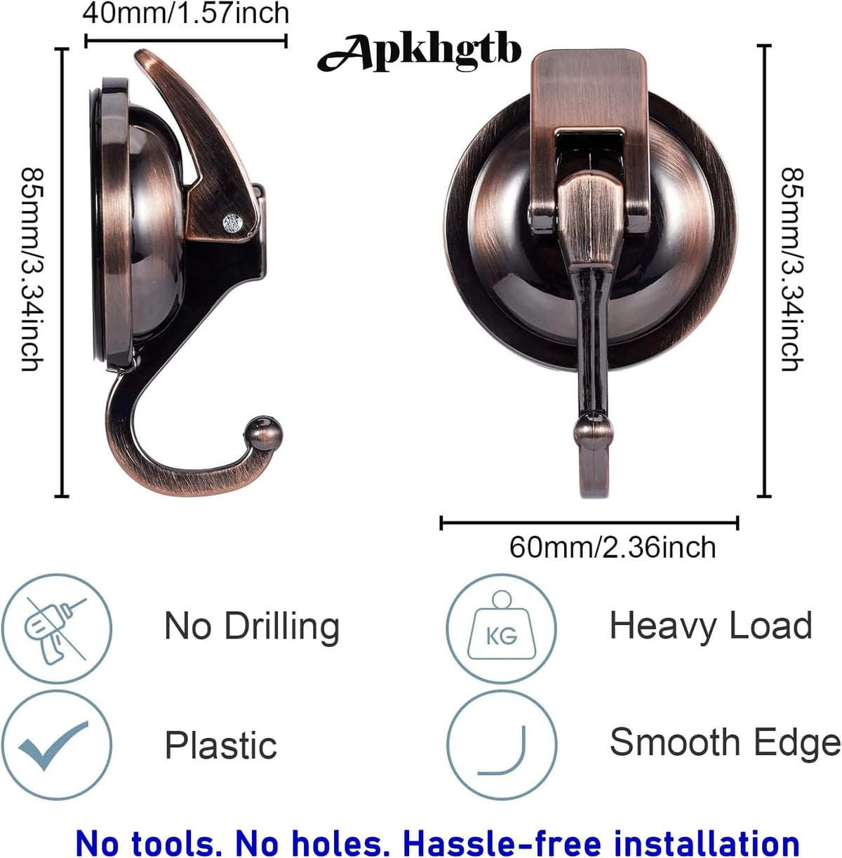 Suction Cup Hooks for Shower, Bathroom, Kitchen, Glass Door, Mirror, Tile – Loofah, Towel, Coat