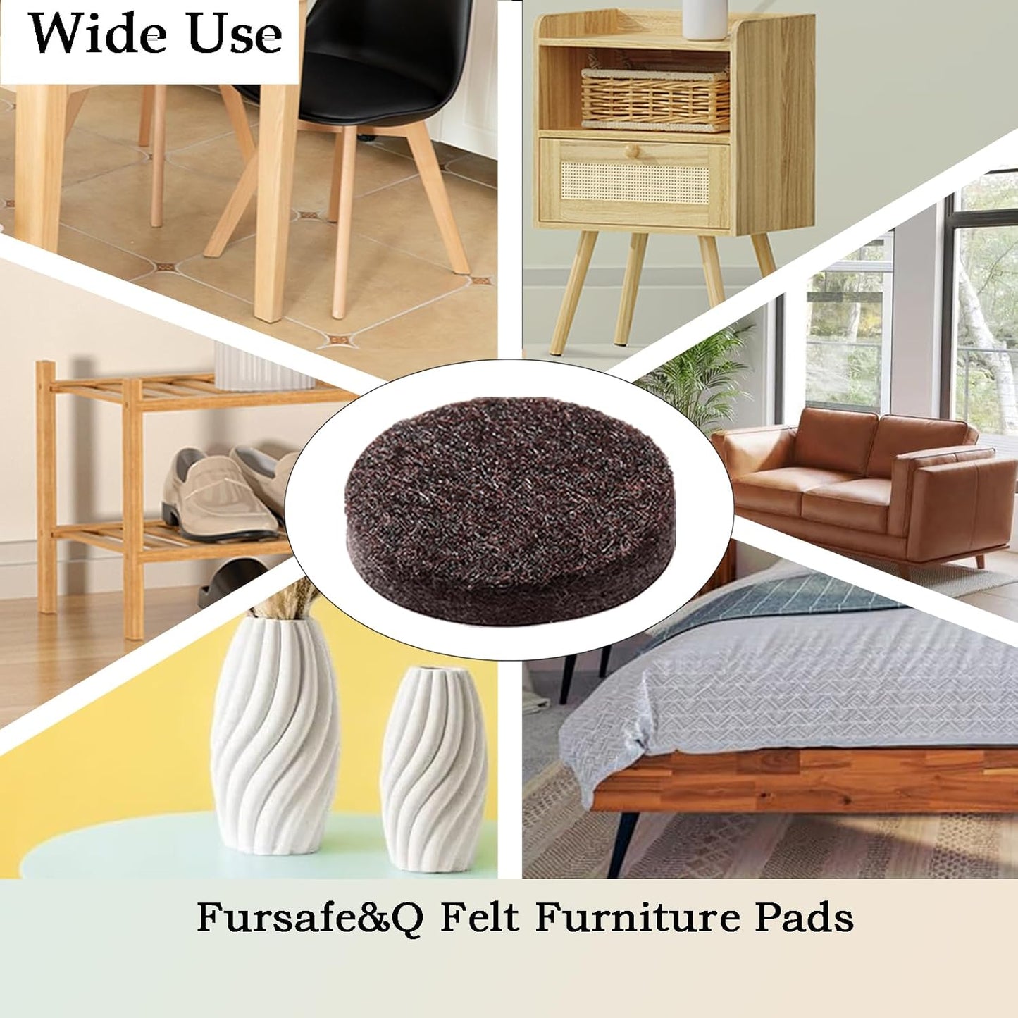 Fursafe&Q Felt Furniture Pads, Furniture Felt Pads for Hardwood Floors -Self Adhesive Chair Leg