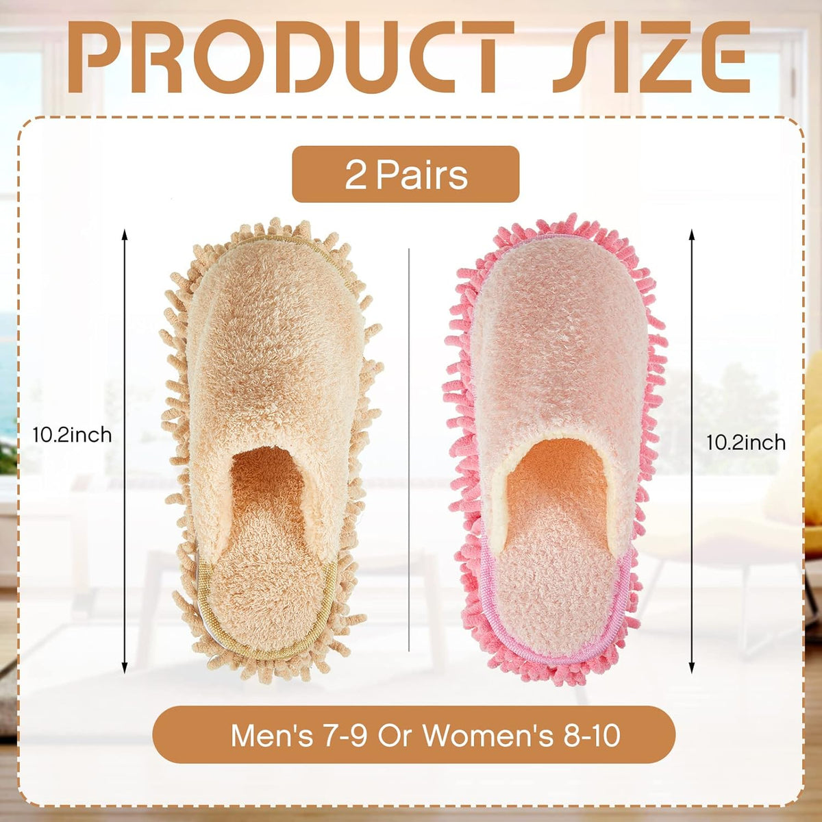 Jecery 2 Pair Microfiber Slippers Floor Cleaning Chenille Mop Slippers Base Board Cleaner Household