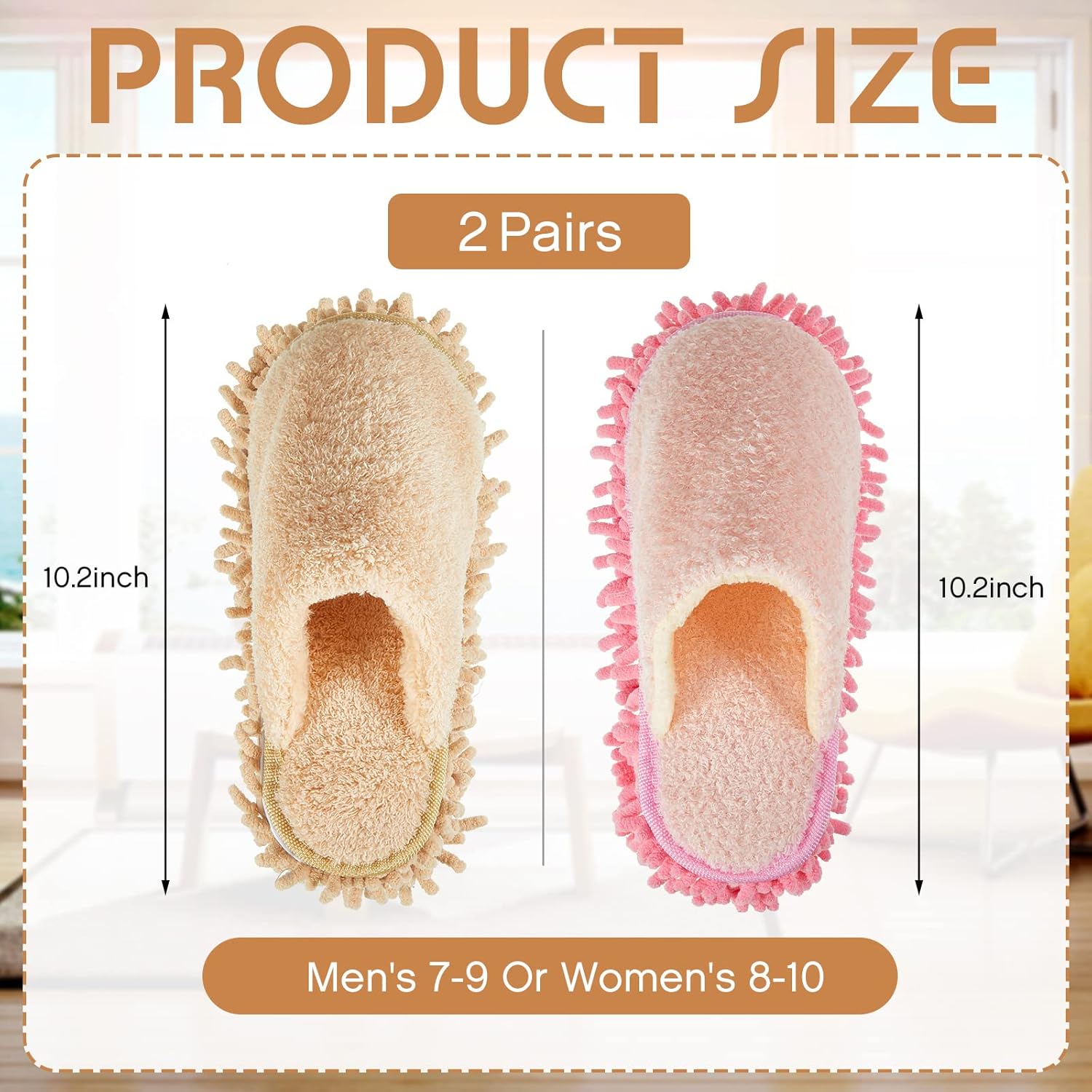 Jecery 2 Pair Microfiber Slippers Floor Cleaning Chenille Mop Slippers Base Board Cleaner Household