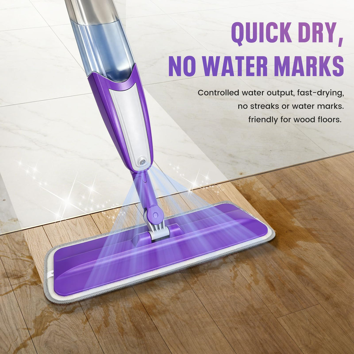 Beyoco Spray Mop for Hardwood Floors Cleaning with 3 Washable Pads