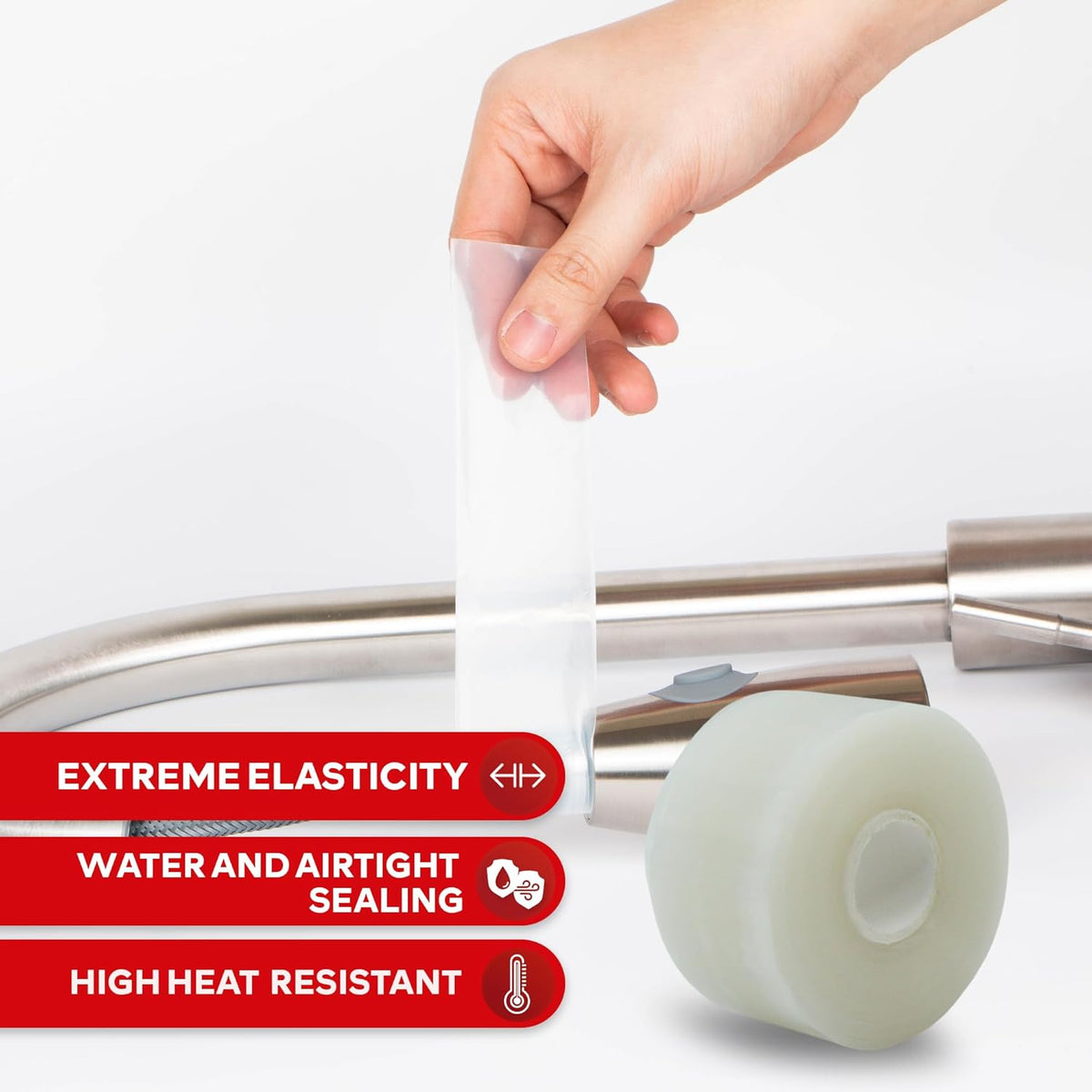XFasten Self-fusing Silicone Tape Pro, Clear, 1.5-Inch x 15-Feet, 30mils Extreme Silicone Repair