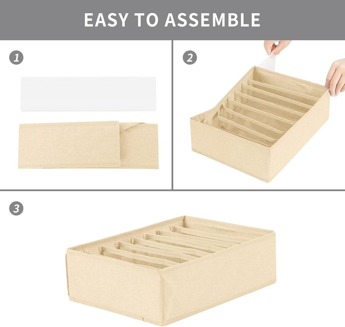 Qozary 4 Pack Drawer Organizers for Clothing, 8 Grids Foldable Closet Organizers and Storage Bins