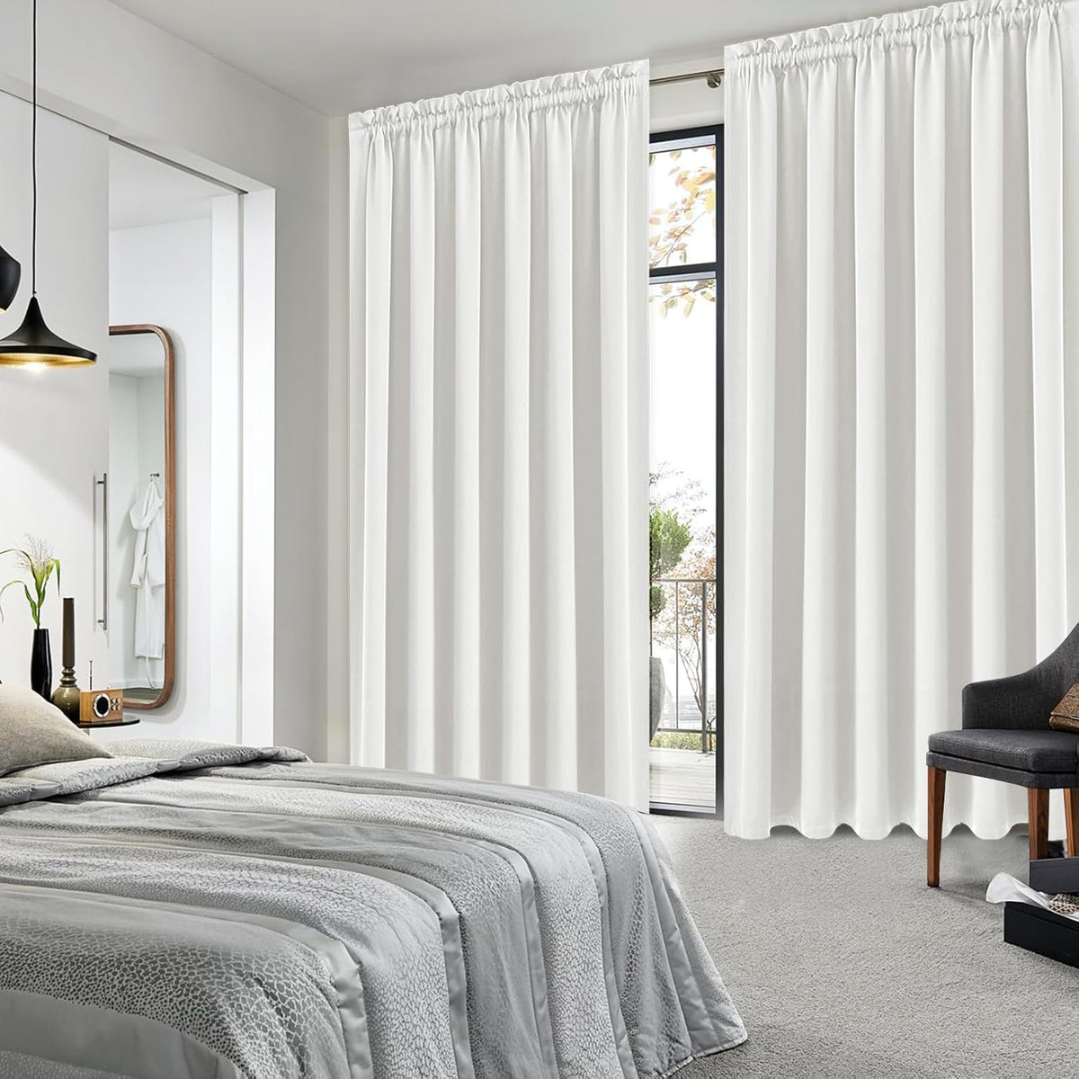DWCN Blackout Curtains for Living Room Thermal Insulated, Energy Saving & Noise Reducing Bedroom