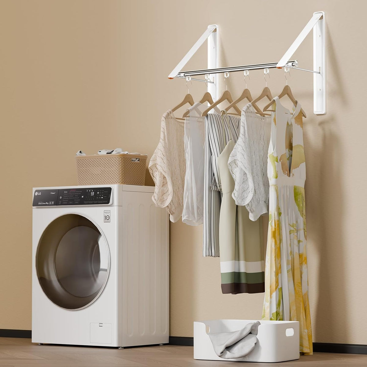 Clothes Drying Rack Retractable, Wall Mounted Clothes Hanger Rack for Laundry Room, Laundry Drying