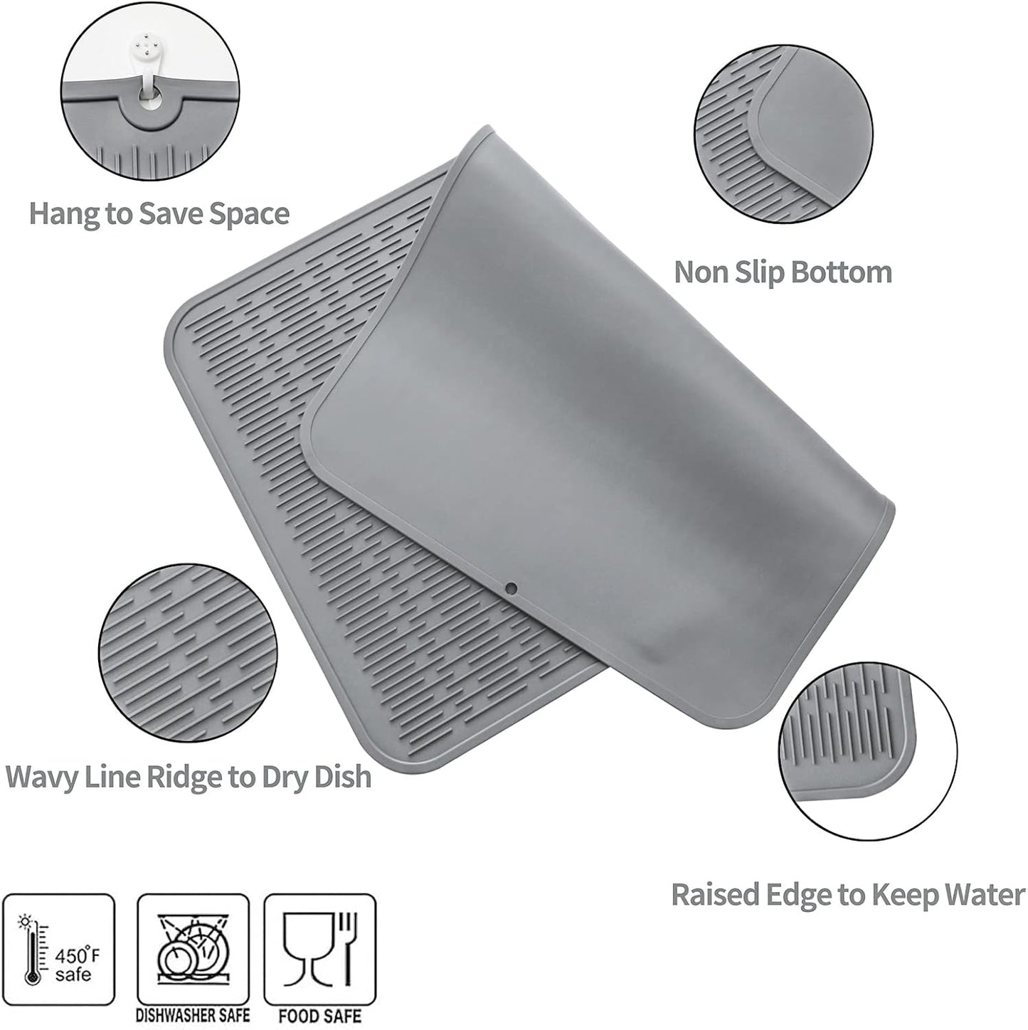 Silicone Dish Drying Mat for Multiple Usage,Easy clean,Eco-friendly,Heat-resistant Silicone Mat for