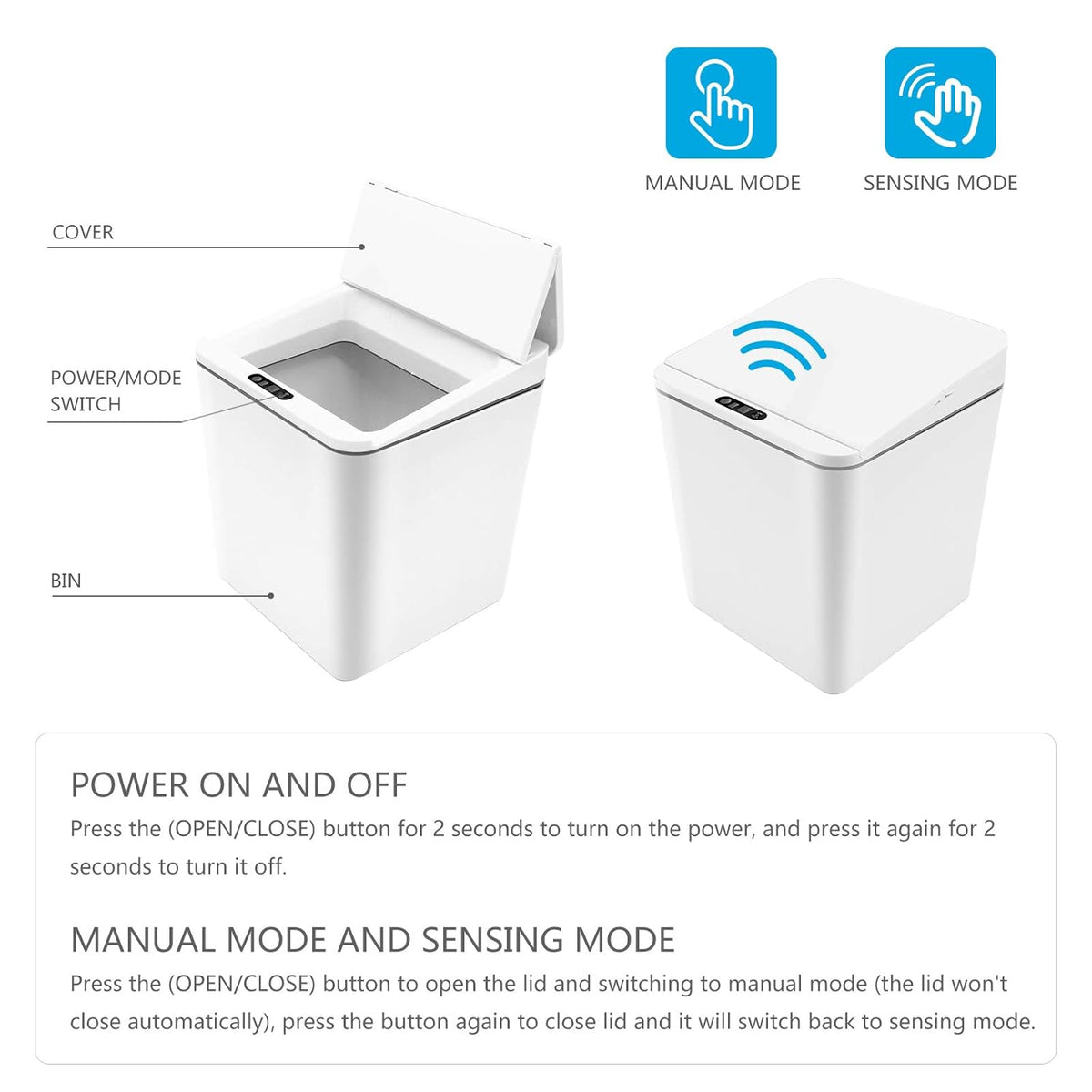 Automatic Small Countertop Trash Can with Lid, 1.5 Gal/6L Toucheless Mini Waste Bin for Office