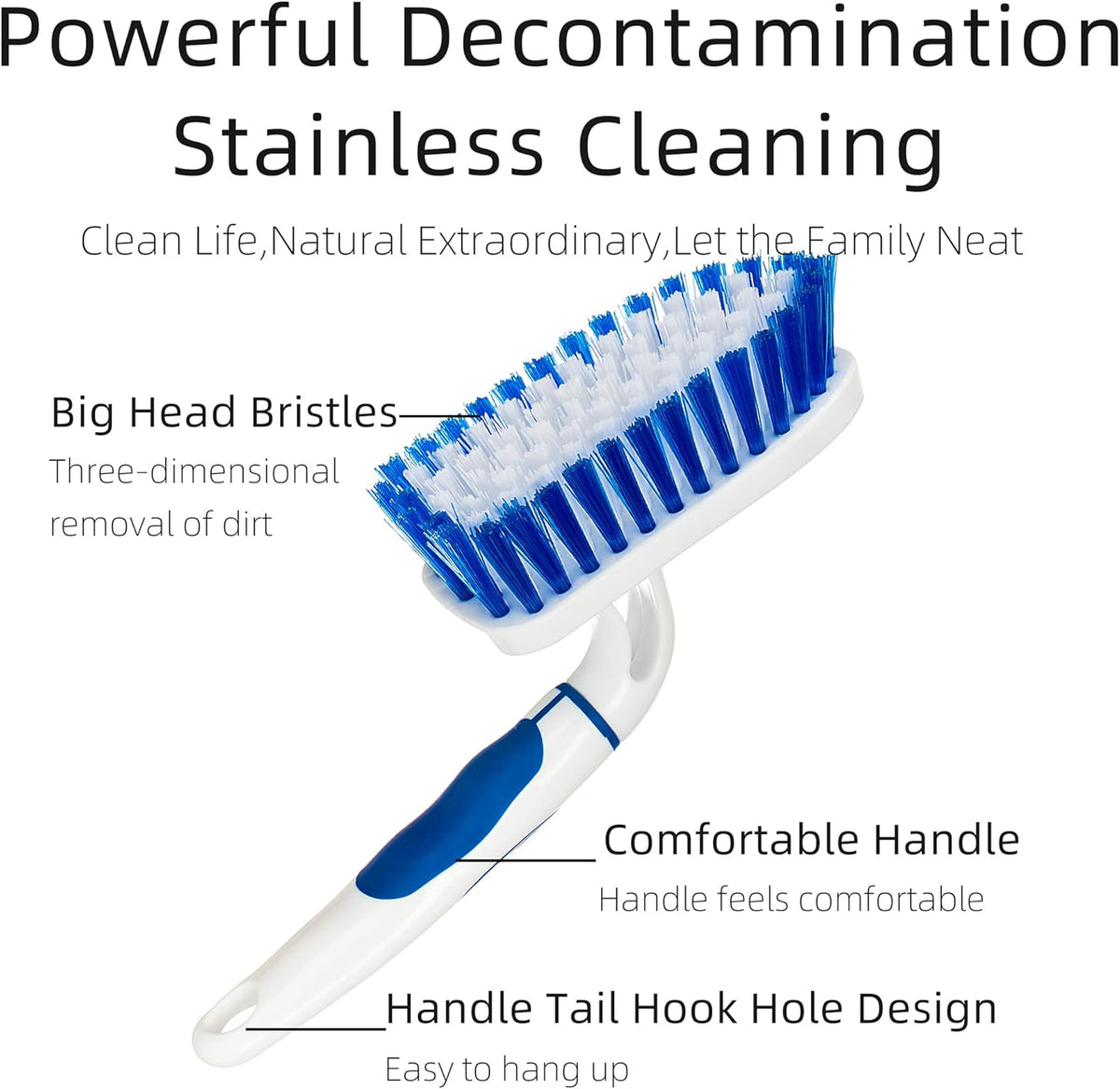 2-Pack Scrub Brush for Cleaning with Long Handle,Medium Firm Brush Bathroom Cleaning Supplies and