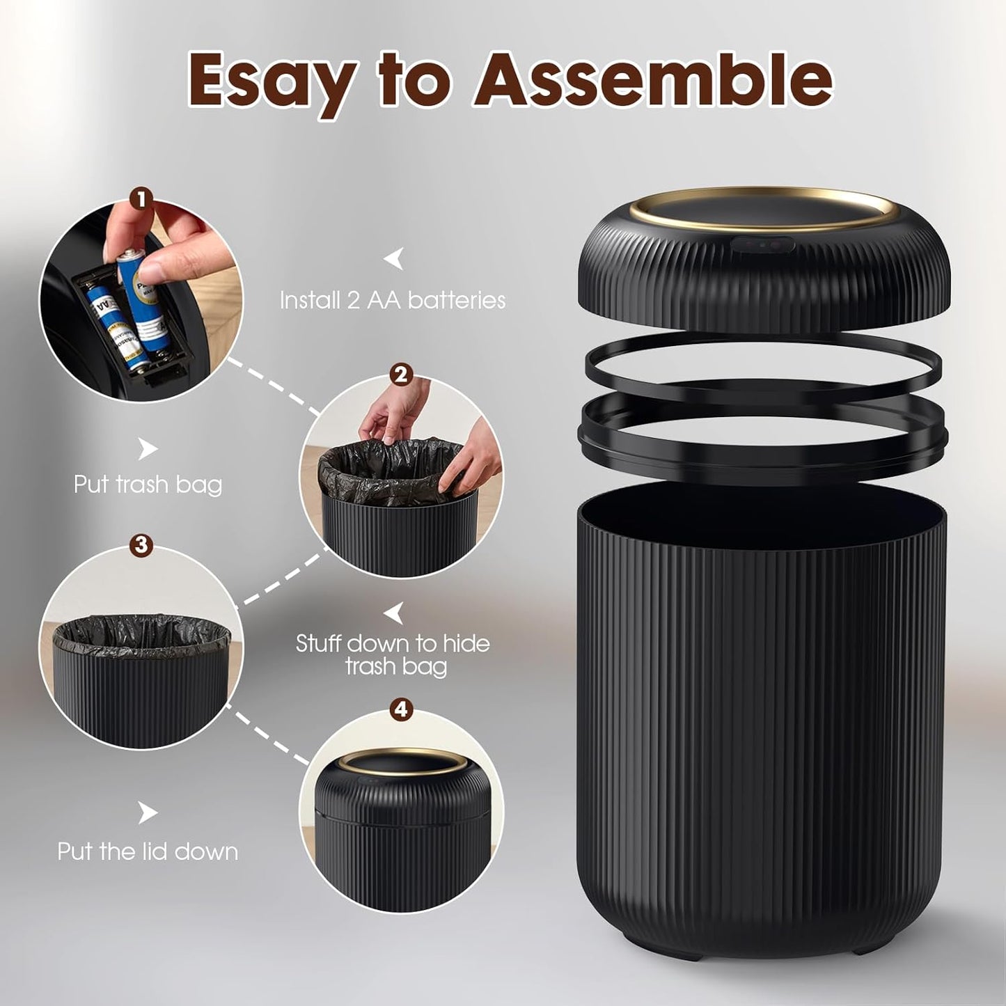 Procade Bathroom Trash Can Automatic Touchless,Motion Sensor Trash Bin,3 Gallon /11 L Smart Office