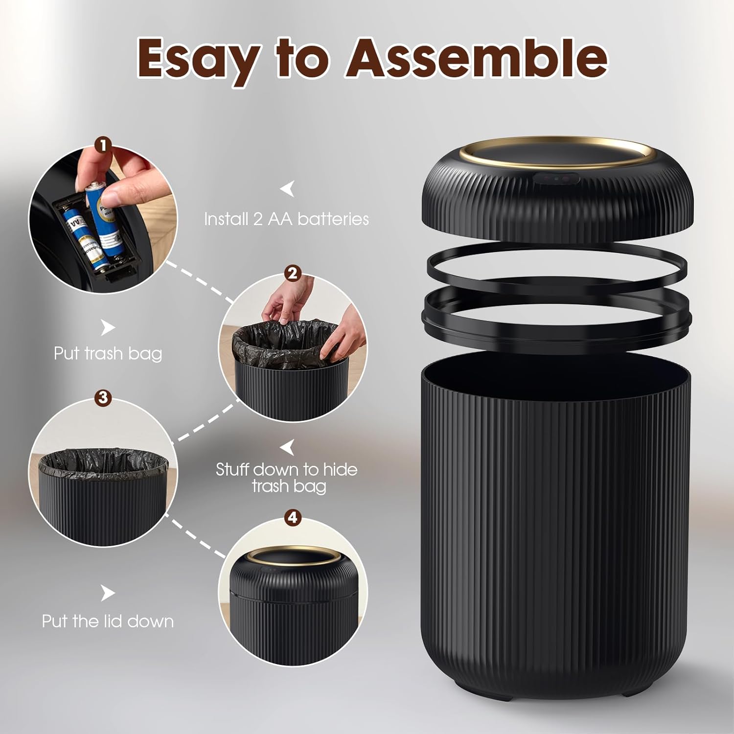 Procade Bathroom Trash Can Automatic Touchless,Motion Sensor Trash Bin,3 Gallon /11 L Smart Office