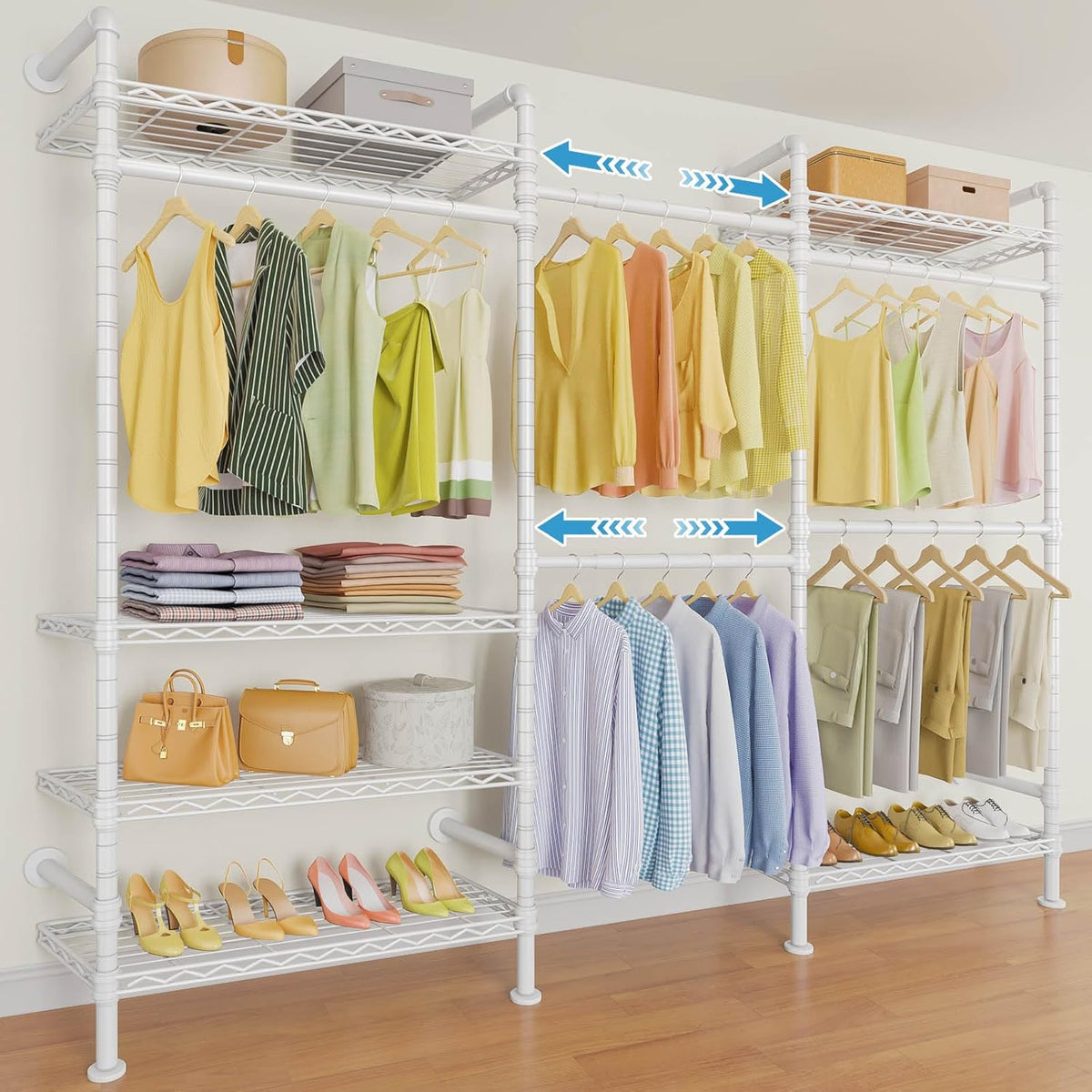 Timate F3 Garment Rack Heavy Duty Clothes Rack for Hanging Clothes, Expandable Industrial Pipe Wall