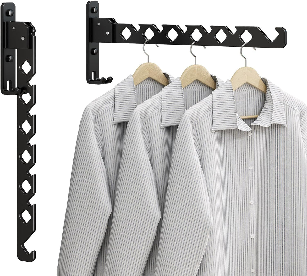 Wall Mounted Clothes Drying Rack, Wall Clothes Hanger Hook for Laundry Room Hanger Foldable, Wall