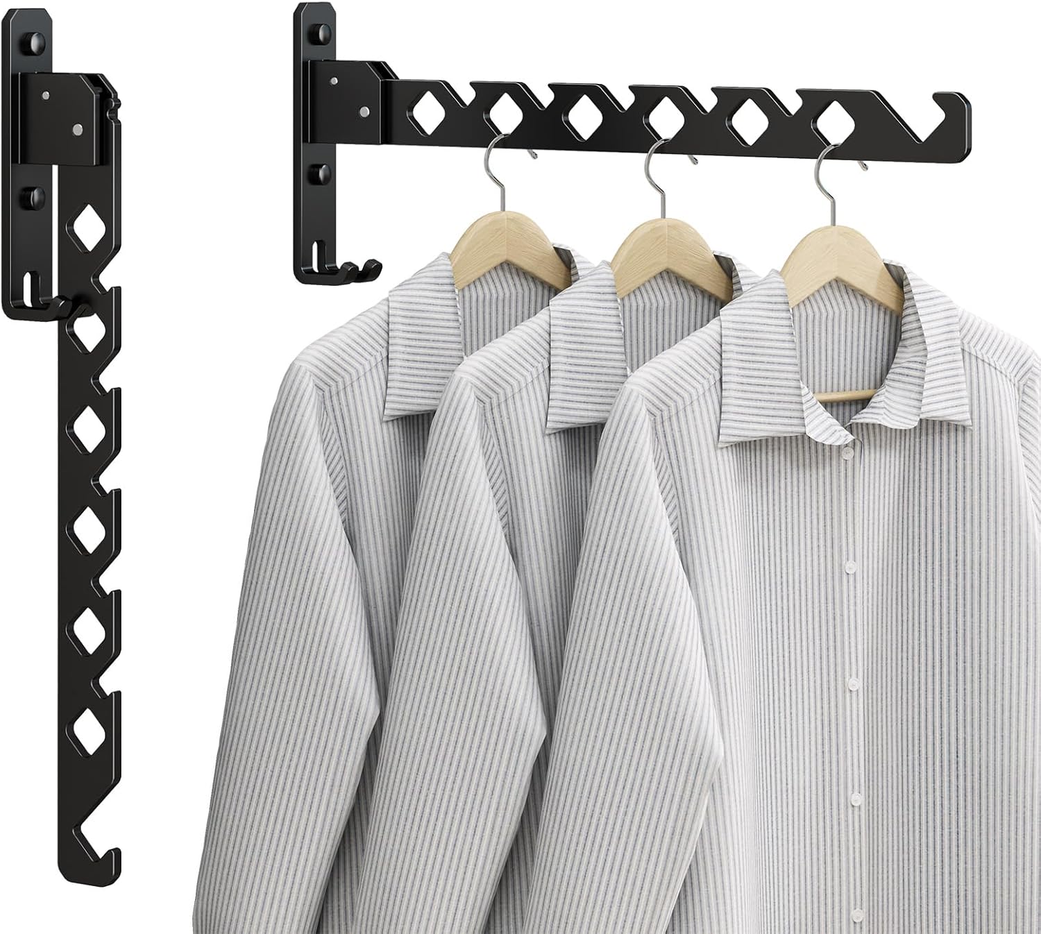 Wall Mounted Clothes Drying Rack, Wall Clothes Hanger Hook for Laundry Room Hanger Foldable, Wall