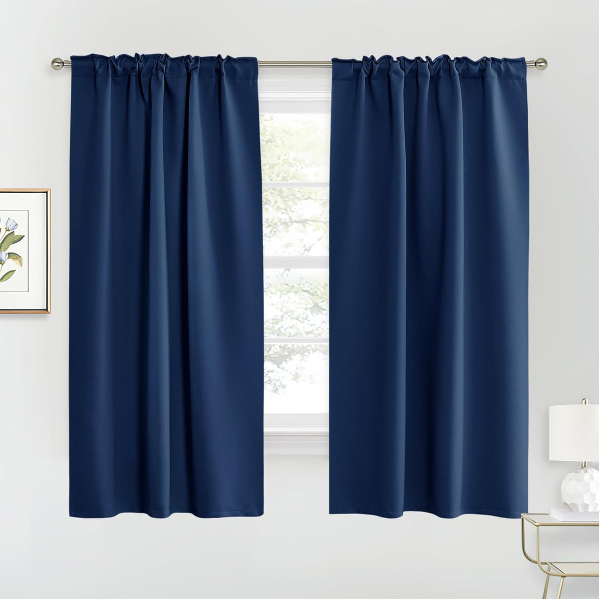 RYB HOME Blackout Curtains for Living Room, Back Tab & Rod Pocket Top Insulating Window Decor for