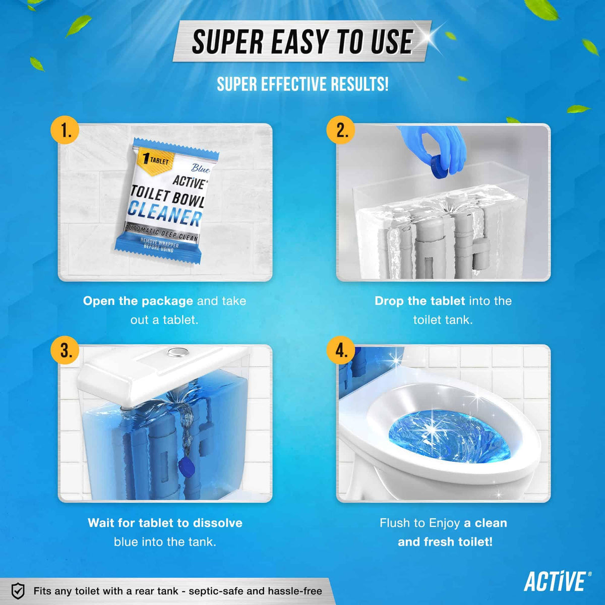 ACTIVE Automatic Toilet Bowl Cleaner Tablets Blue Gel Toilet Tank Cleaners – view 6