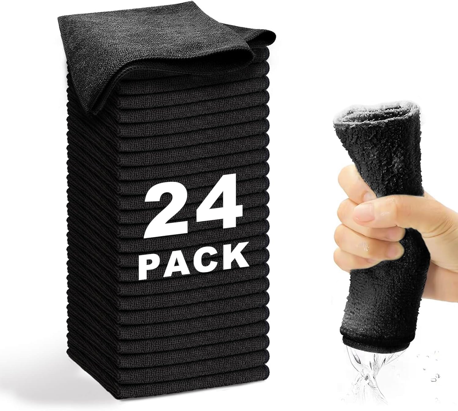 Microfiber Cleaning Cloth-24Pcs (13x13 inch) Ultra Soft Highly Absorbent Rags for