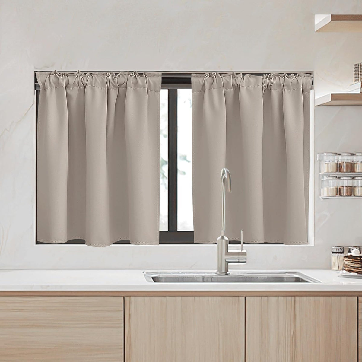 RYB HOME Small Window Curtains - Blackout Insualting Privacy Curtains for Kids Bedroom Kitchen
