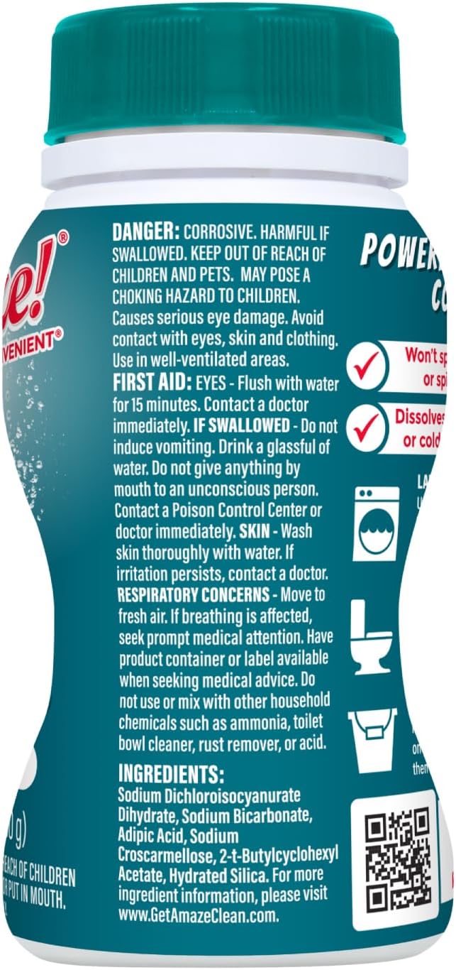 AMAZE Ultra Concentrated Bleach Tablets [32 tablets] - Meadow Scent - for Laundry, Toilet, and