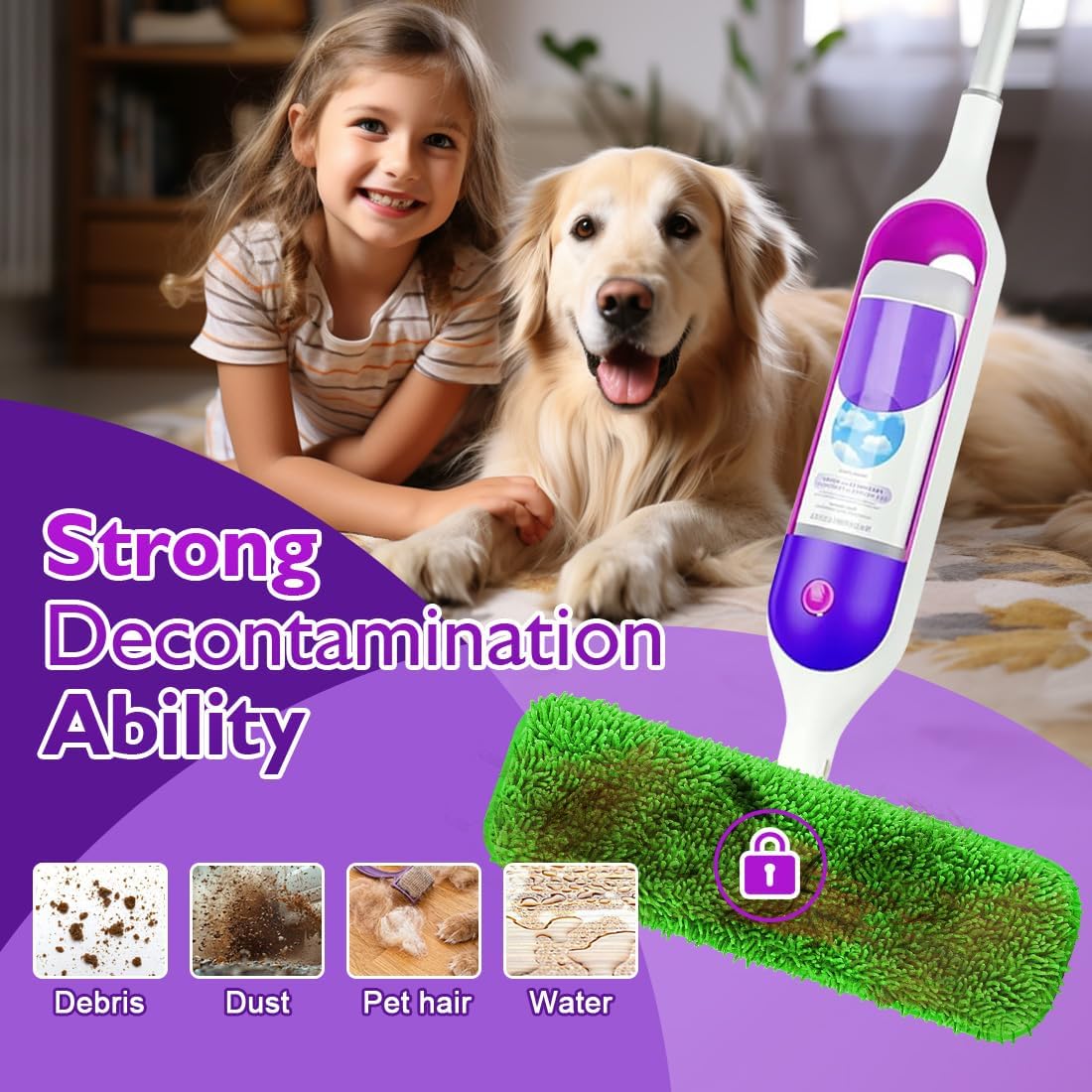 Reusable Mop Pads for Swiffer PowerMop, 8 Pack Microfiber Mop Pad Refill with Scrubber Strips for